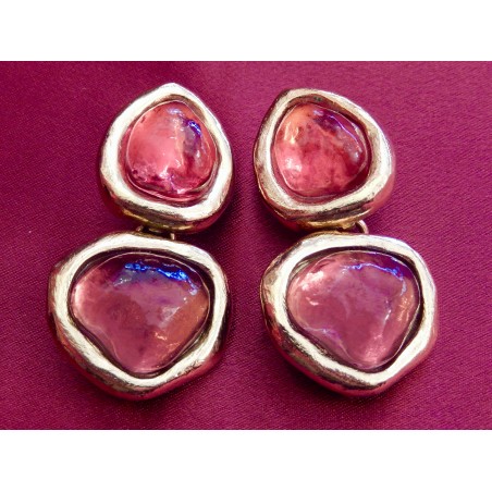 Boucles d'oreilles Yves Saint Laurent cabochons résine 