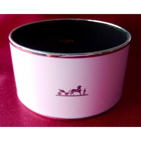 Bracelet émail Hermès Caléche rose XL 7 cm