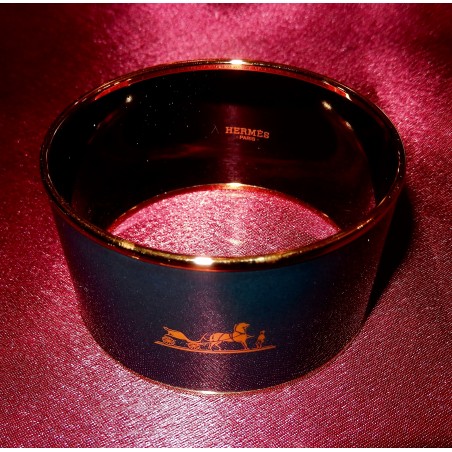 Bracelet émail Hermès Caléche bleu de Prusse
