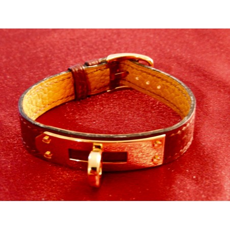 Bracelet kelly Hermès cuir rouge Hermès