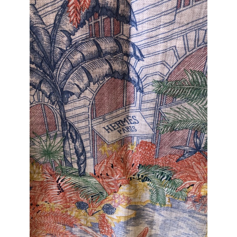Deux Foulards Hermès En Cachemire Et Soie - Orange - Occasion En Très Bon état