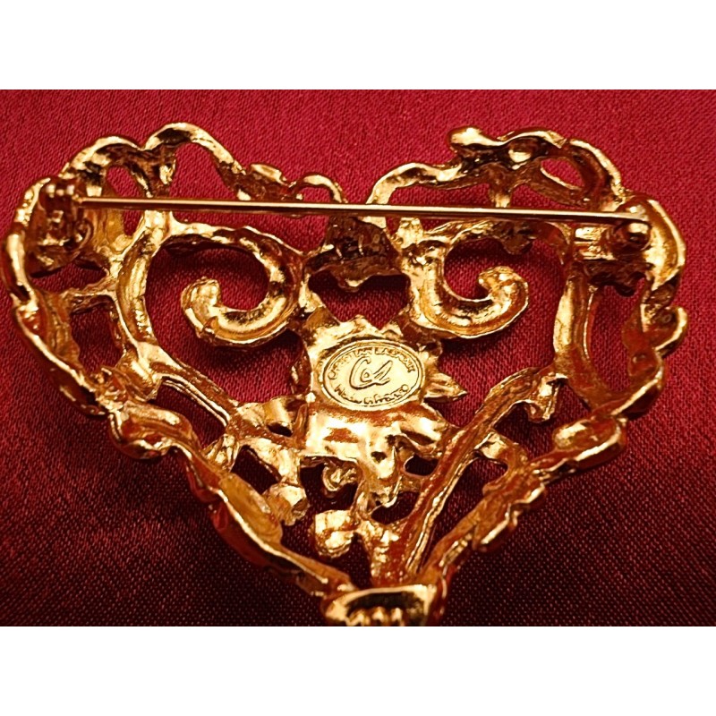 Broche Plaquée Or Vintage XIXe-XXe Siècle - Sertie De Pierres Taillées Et Nacre