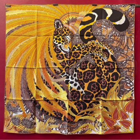 Carré foulard Hermès Jaguar quetzal