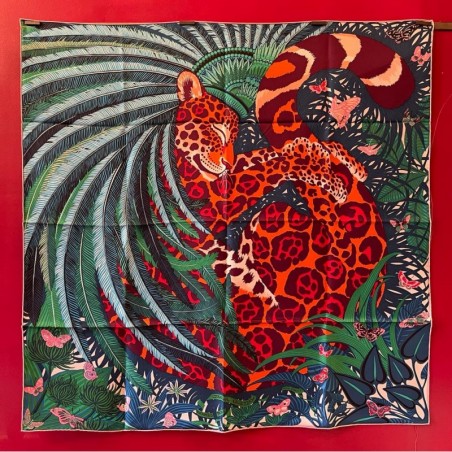 Carré foulard Hermès Jaguar quetzal