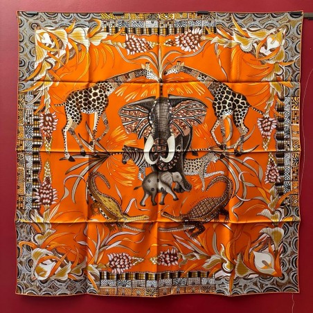 Carré foulard Hermès La marche du Zambèze