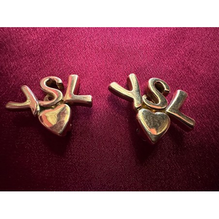 Boucles d'oreilles Yves Saint Laurent coeur et logo