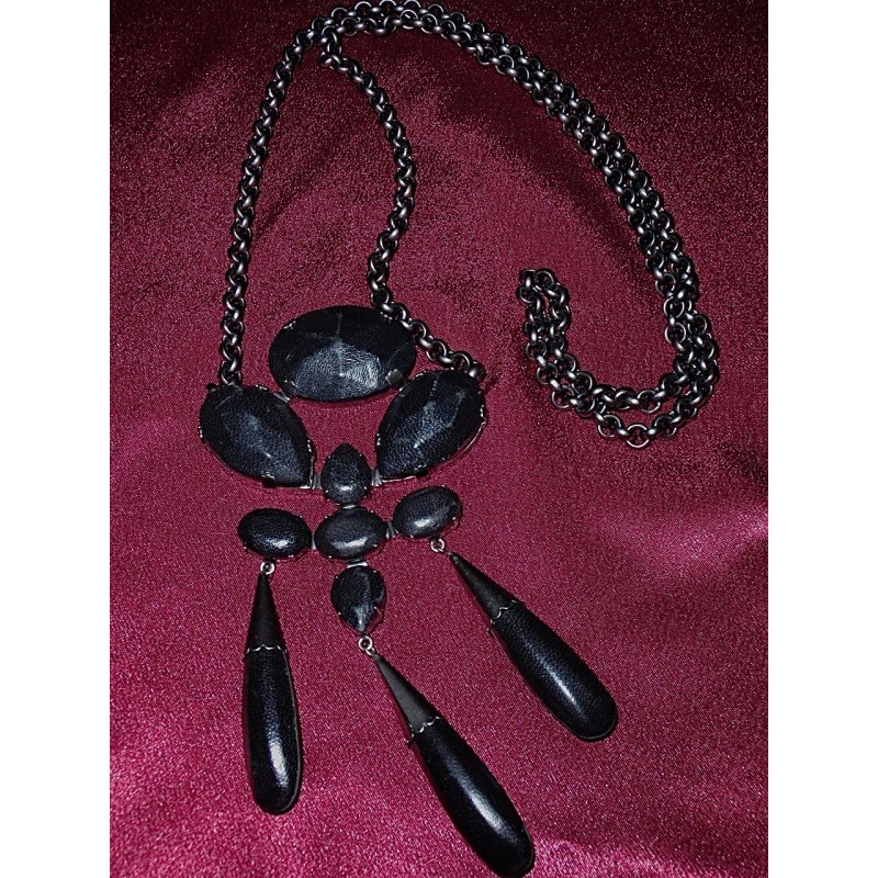 Collier Sautoir Neuf Scooter Paris - Métal Doré Sur Cordon Noir, Style Moderne Et élégant