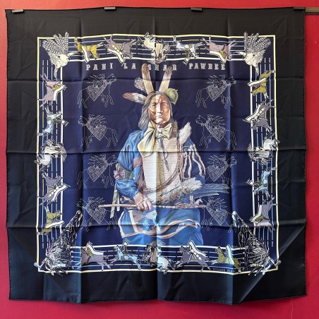 Carré foulard Hermès Pani la Shar Pawnee double face