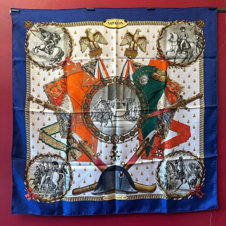 Carré foulard Hermès Napoléon soie brochée
