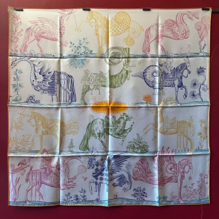 Carré foulard Hermès Della Cavaleria Favolosa double face