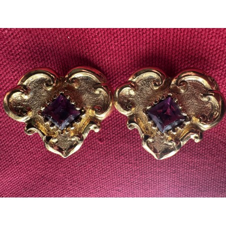 Boucles d'oreilles Christian Lacroix "Coeur et améthyste fantaisie"