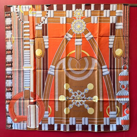 Carré foulard Hermès Flora y plata