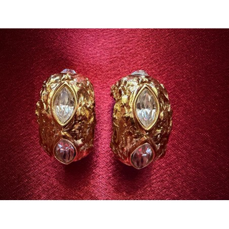 Boucles d'oreilles Yves Saint Laurent "or et brillants"