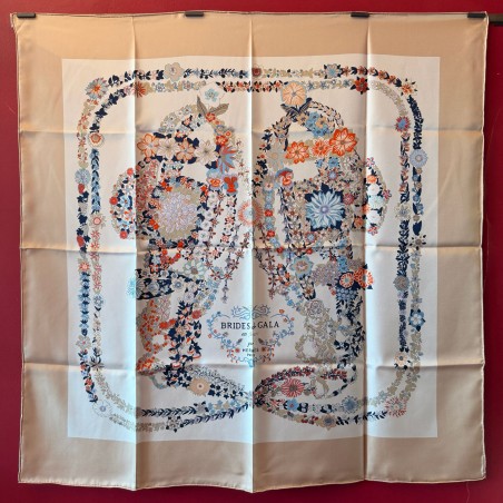 Carré foulard Hermès Bridée de gala en fleurs