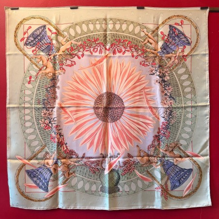 Carré foulard Hermès Amours soie brochée