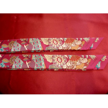 Twilly Hermès Fleurs et papillons de tissus